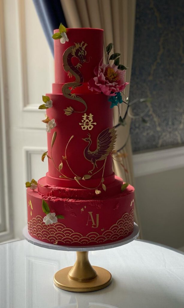 a red wedding cake